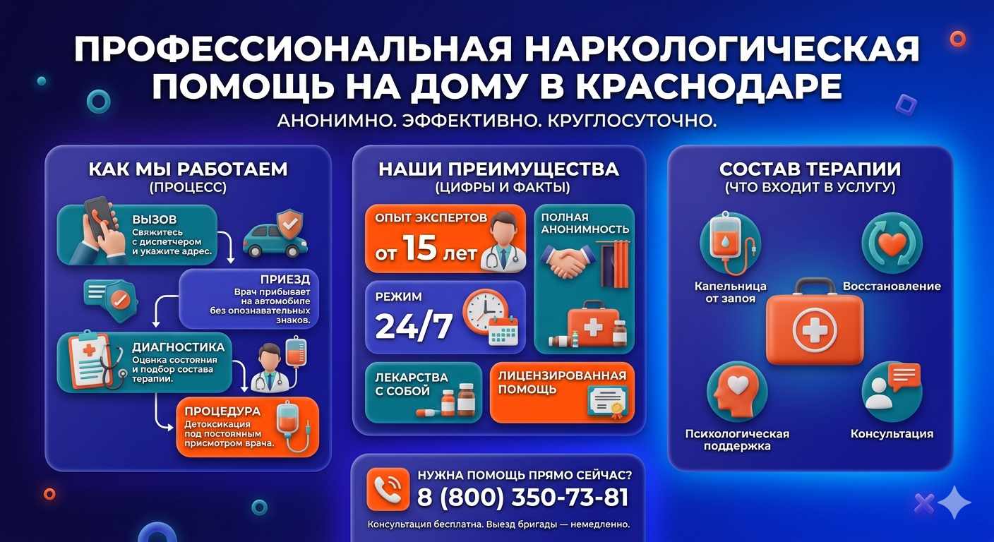 Инфографика о принципах лечения алкоголизма на дому в Арсеньеве: этапы вызова нарколога, преимущества анонимной детоксикации и состав медицинской помощи.